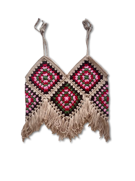 Granny Square Crochet Fringe Top