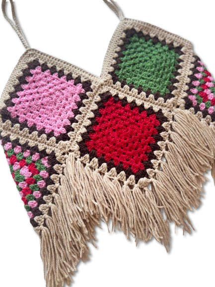 Granny Square Crochet Fringe Top