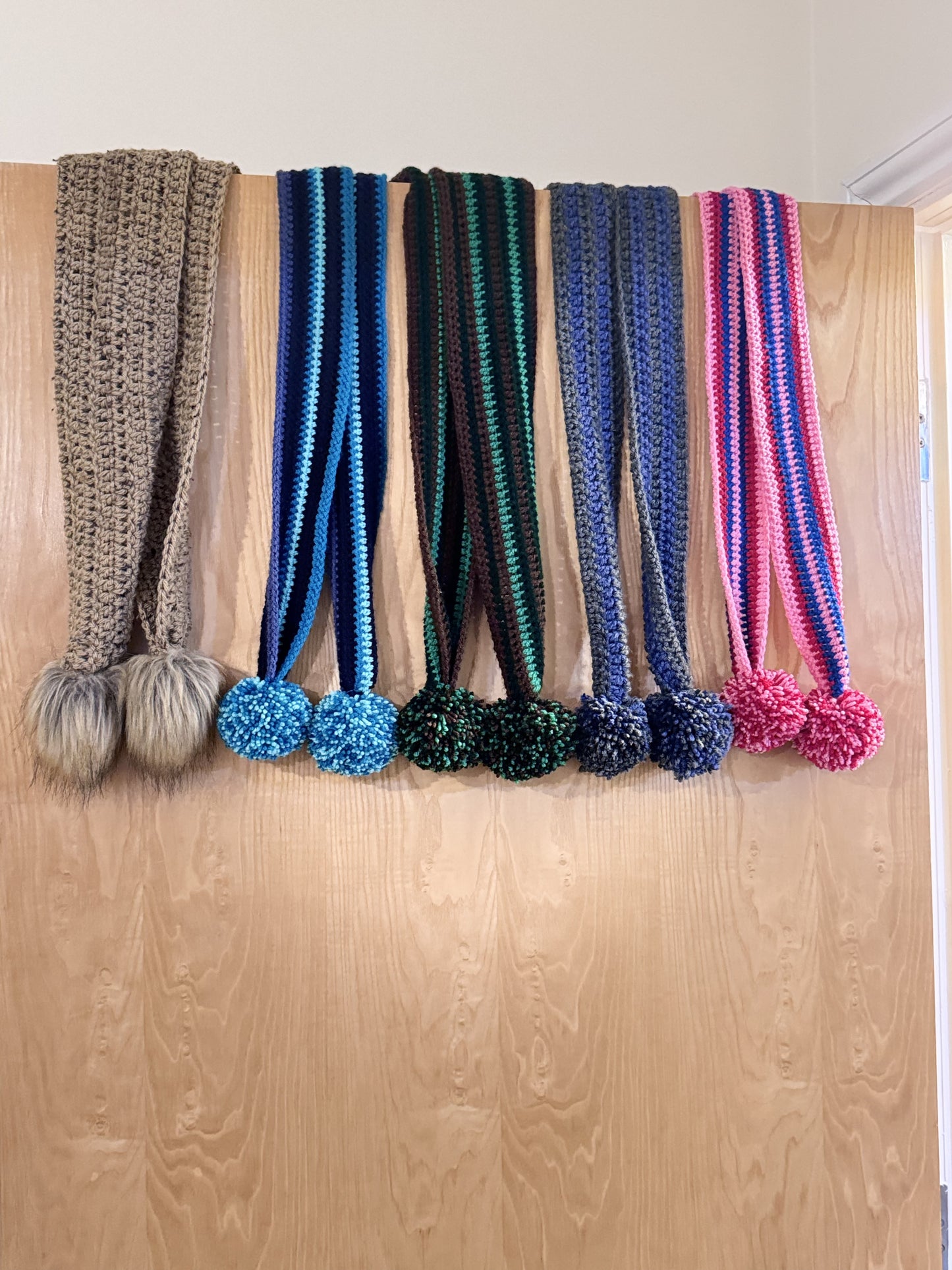 Pom Pom Crochet Scarf