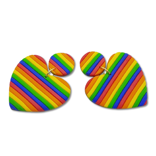 Big Heart Earrings - Rainbow