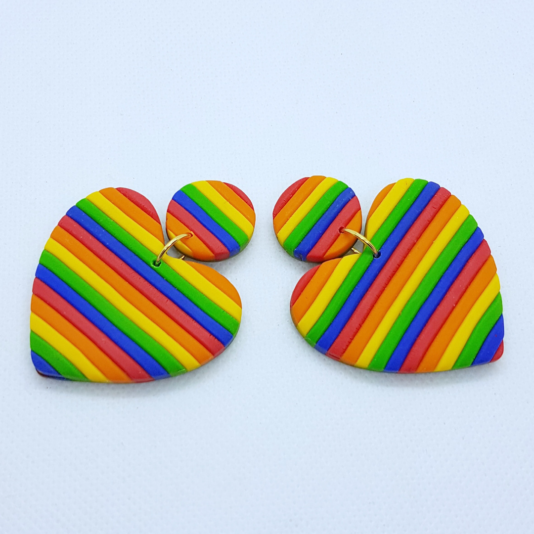 Big Heart Earrings - Rainbow