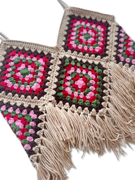 Granny Square Crochet Fringe Top
