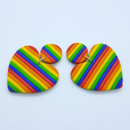 Big Heart Earrings - Rainbow